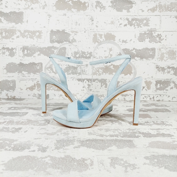 NEW Sam Edelman Jade Blue Suede Ankle Strap Sandal Heels C784 - Picture 4 of 11